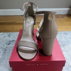 Basic Nude Neutral Ankle Strap Block Heels - worn only one time